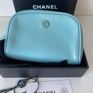 Chanel light blue cosmetic pouch